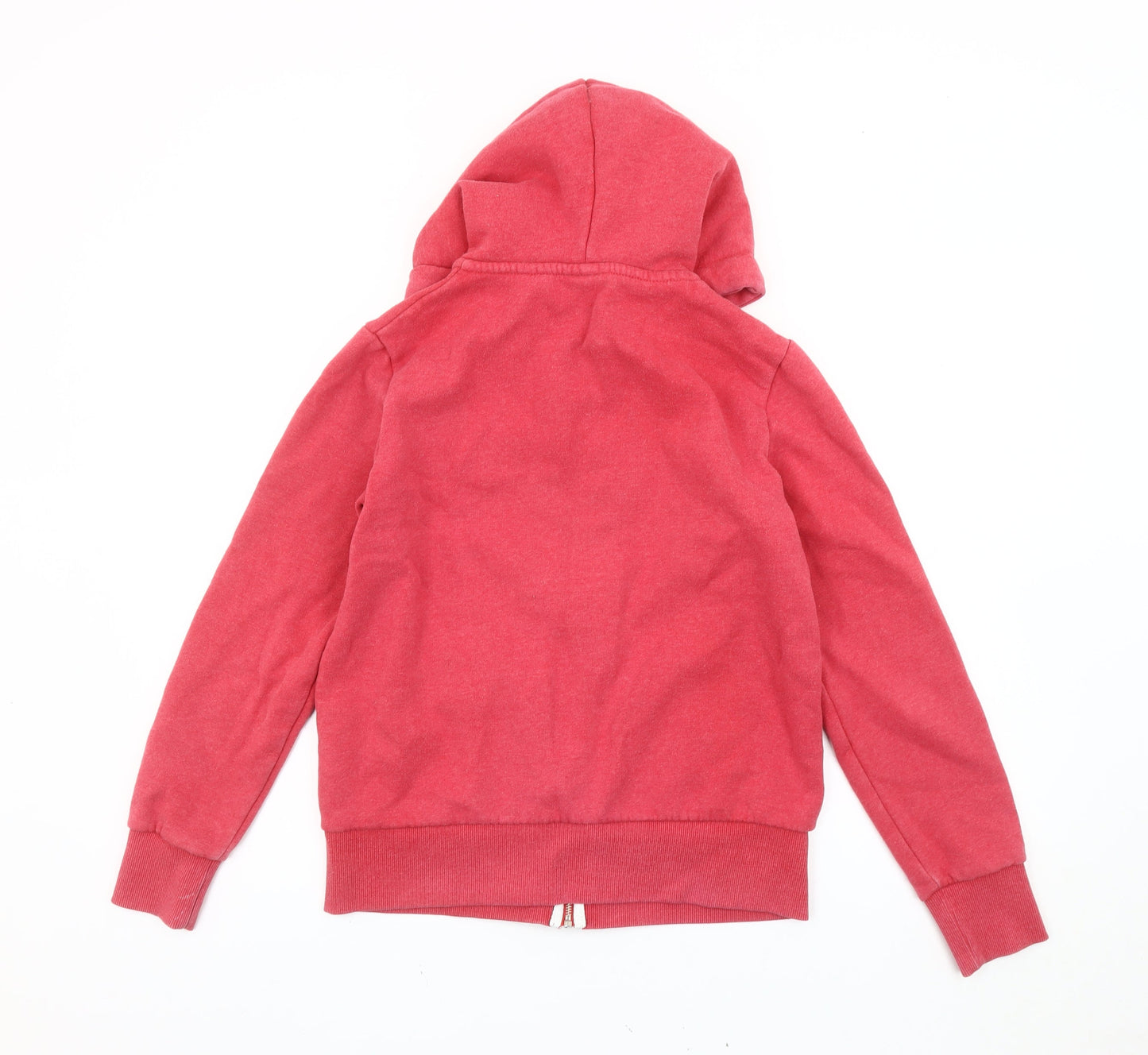 Superdry Womens Red Full Zip Hoodie Size 10 Regular Fit Logo