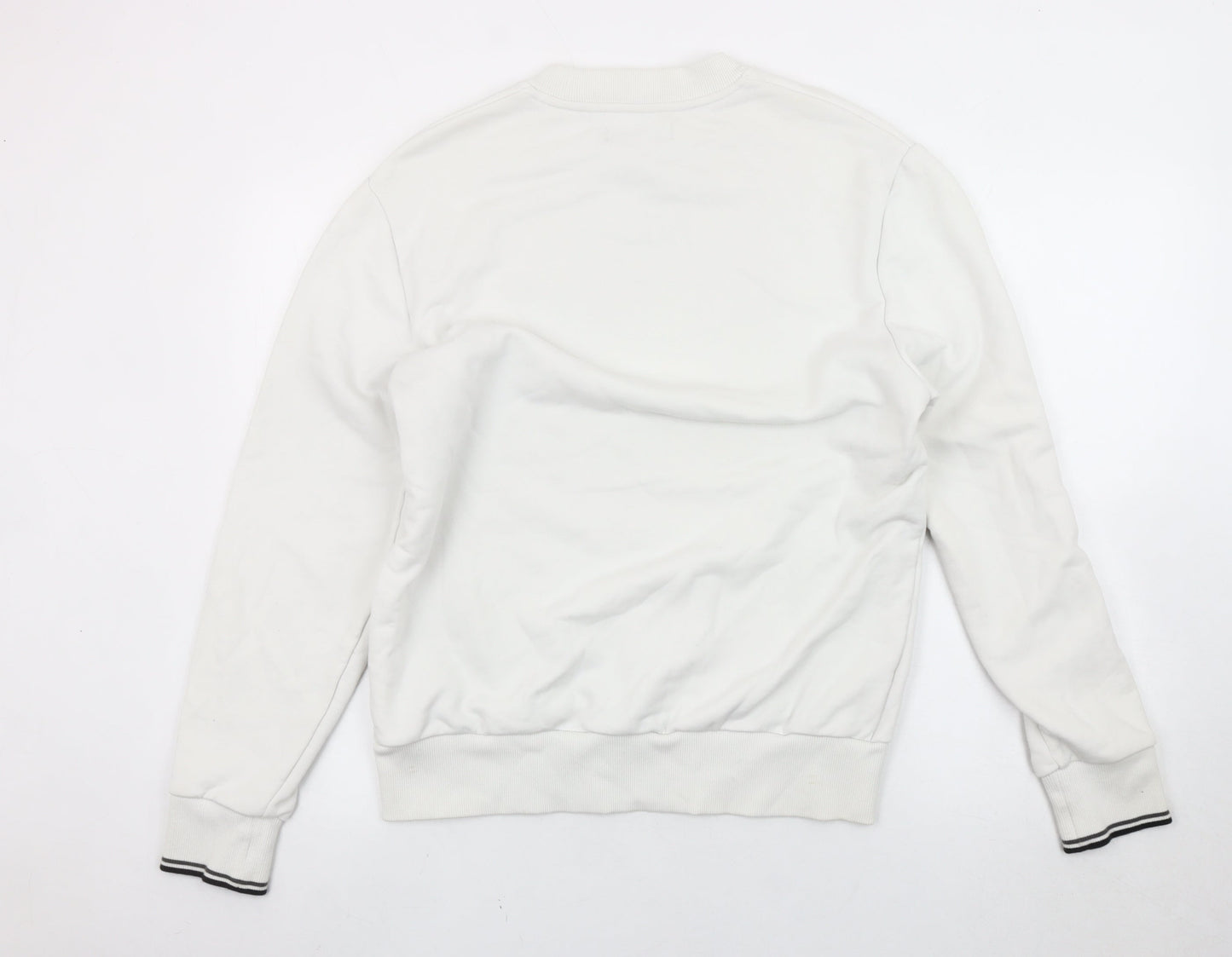 Fred Perry Men’s White L Pullover Sweatshirt Crew Neck Cotton