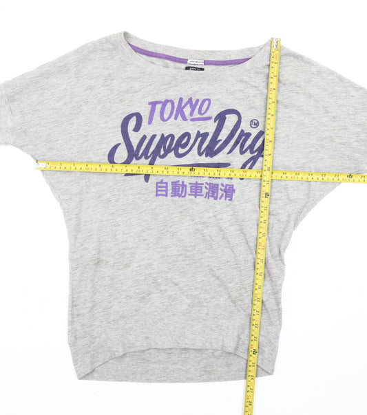 Superdry Womens Grey Boat Neck Long Sleeve Casual T-Shirt M