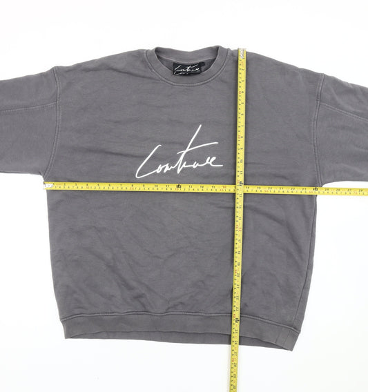 Couture Men's Grey Crew Neck Sweatshirt S Regular Fit Pullover
