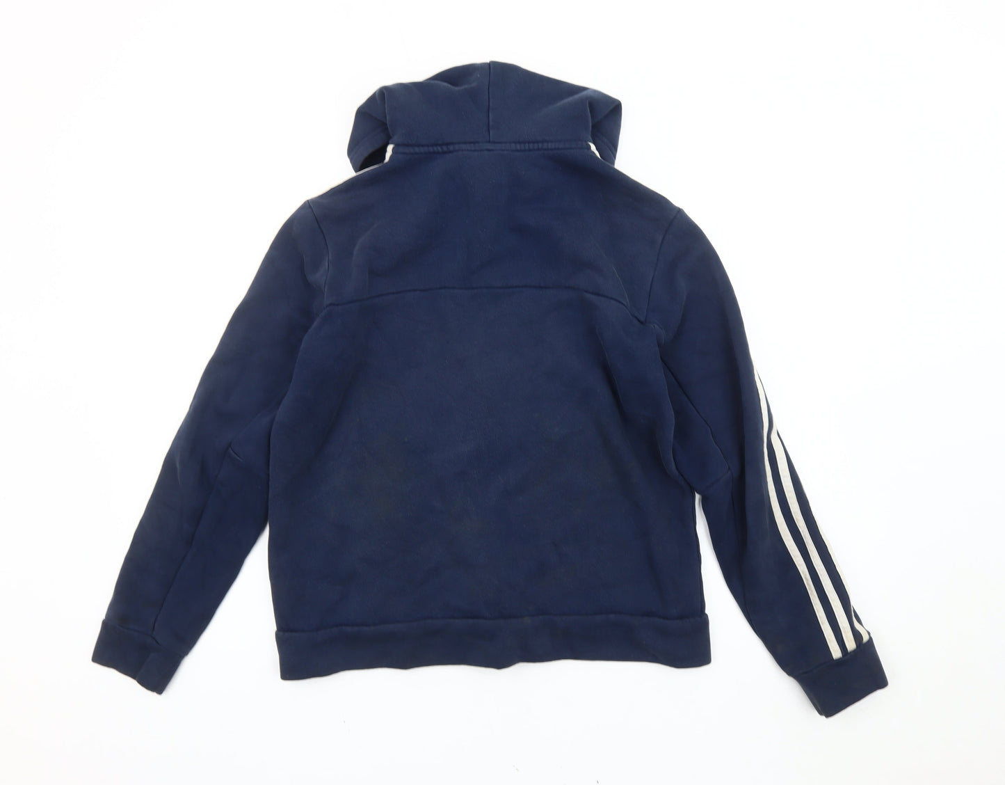 Adidas Boys Blue Full Zip Hoodie Sweatshirt 13-14 Years Logo Long Sleeve