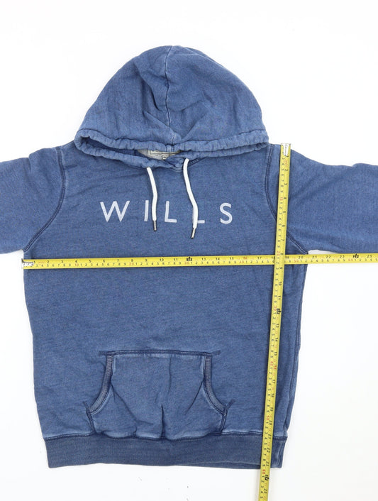 Jack Wills Women’s Blue Hoodie UK 14 Cotton Pullover Logo Print