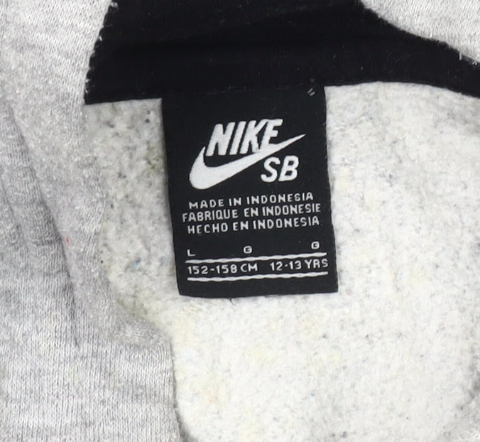 Nike SB Boys Grey Blue Pullover Hoodie 12-13 Yrs Logo Skateboarding