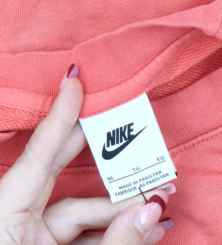 Nike Mens Pink XL Pullover Sweatshirt Logo Graphic Crew Neck