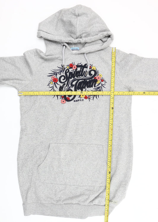 Superdry Women’s Grey Tunic Hoodie UK 14 Floral Graphic Pullover