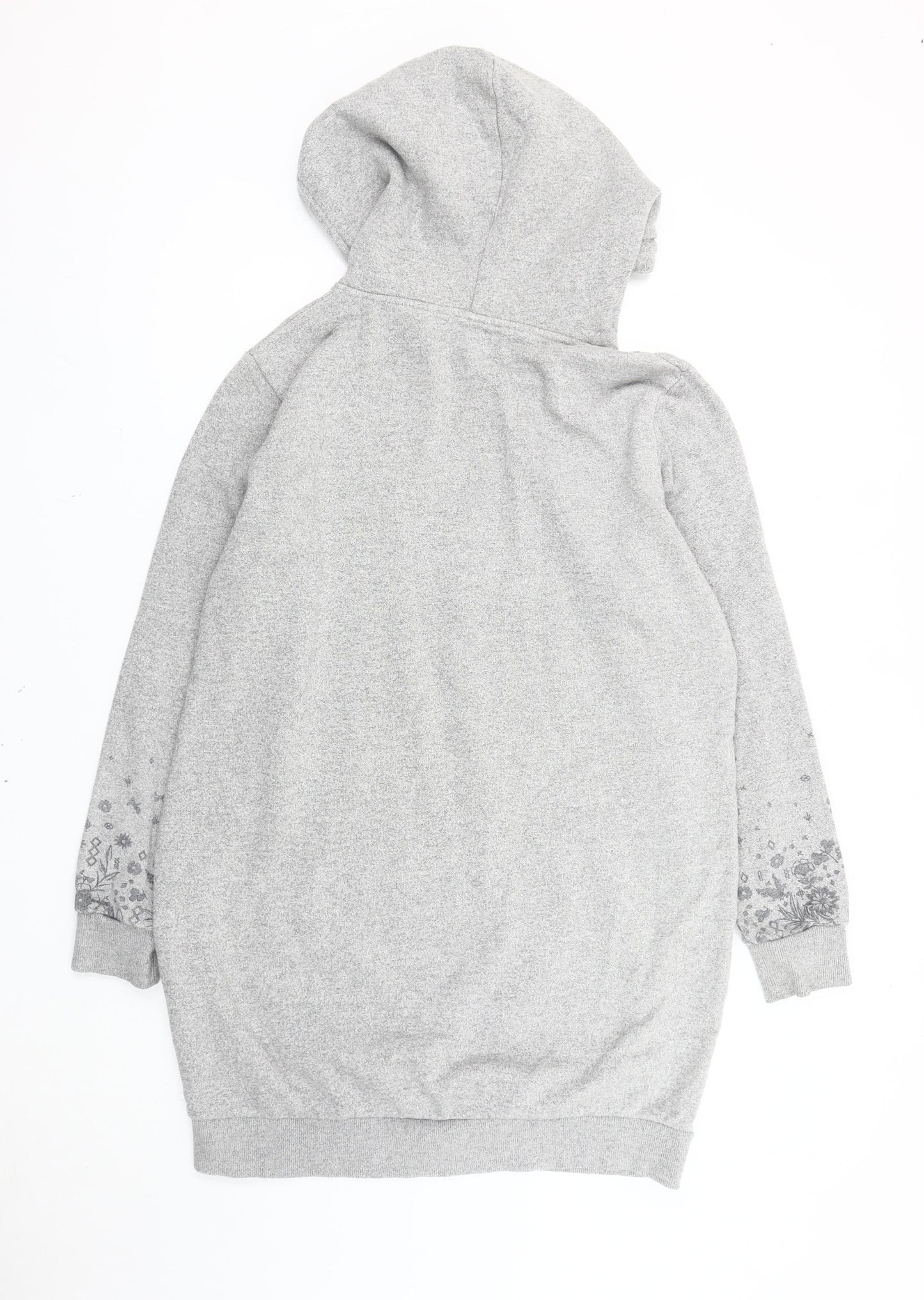 Superdry Women’s Grey Tunic Hoodie UK 14 Floral Graphic Pullover