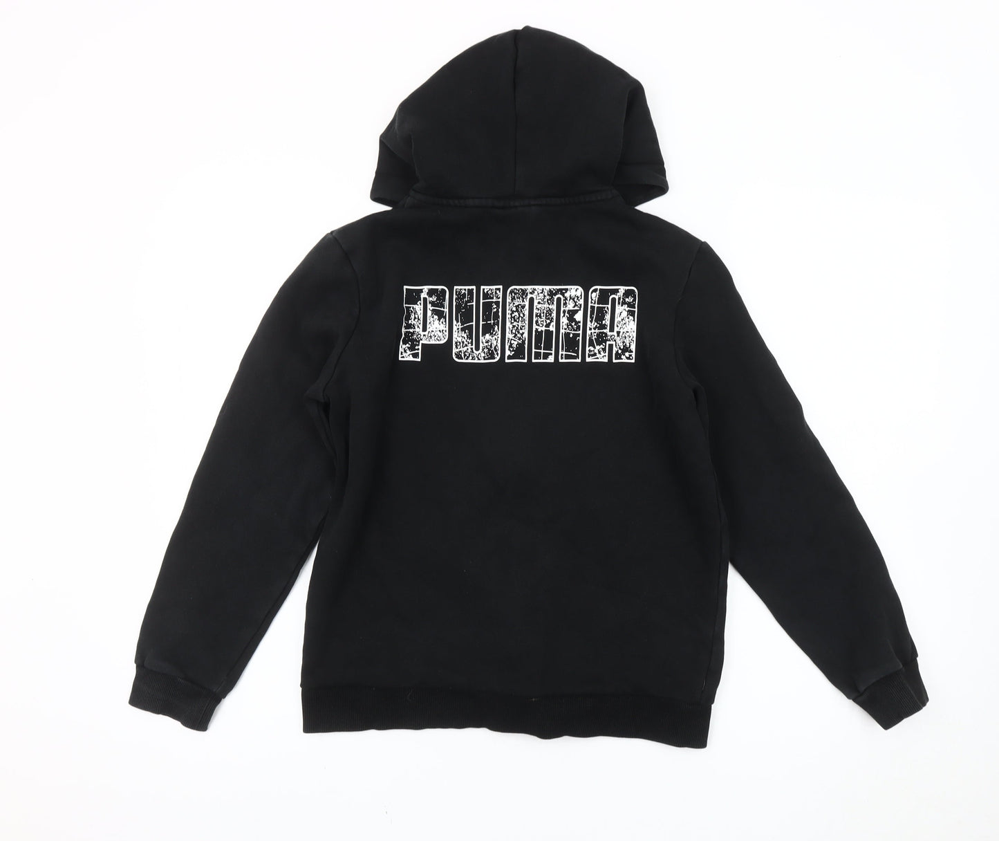 Puma Boys Black Full Zip Hoodie 14Y Fleece Logo Sportswear