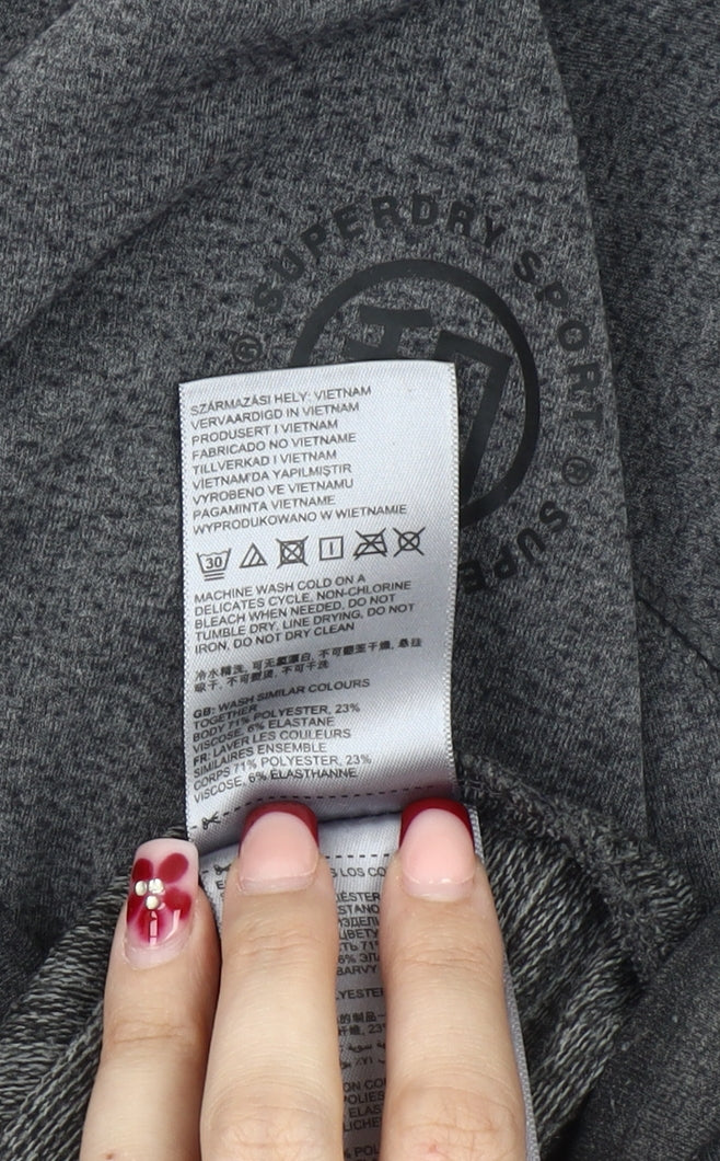 Superdry Men’s Grey Full Zip Hoodie XL Regular Fit Long Sleeve