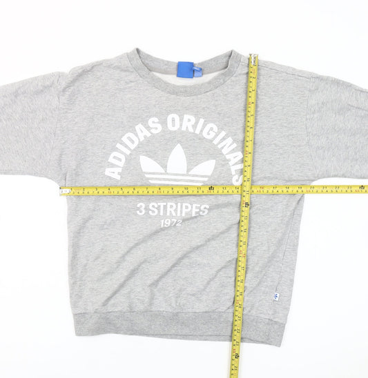 Adidas Originals Women's Grey Sweatshirt UK 8 Crew Neck Long Sleeve Logo