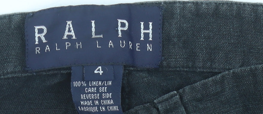Ralph Lauren Women’s Black Linen Straight Leg Trousers Size 4