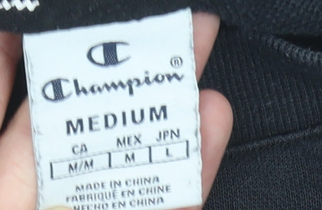 Champion Boys Black Medium Pullover Sweatshirt Crew Neck Logo Graphic