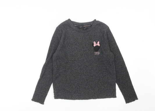 Disney Women’s Grey Minnie Mouse Long Sleeve T-Shirt Size 12/14