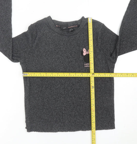 Disney Women’s Grey Minnie Mouse Long Sleeve T-Shirt Size 12/14