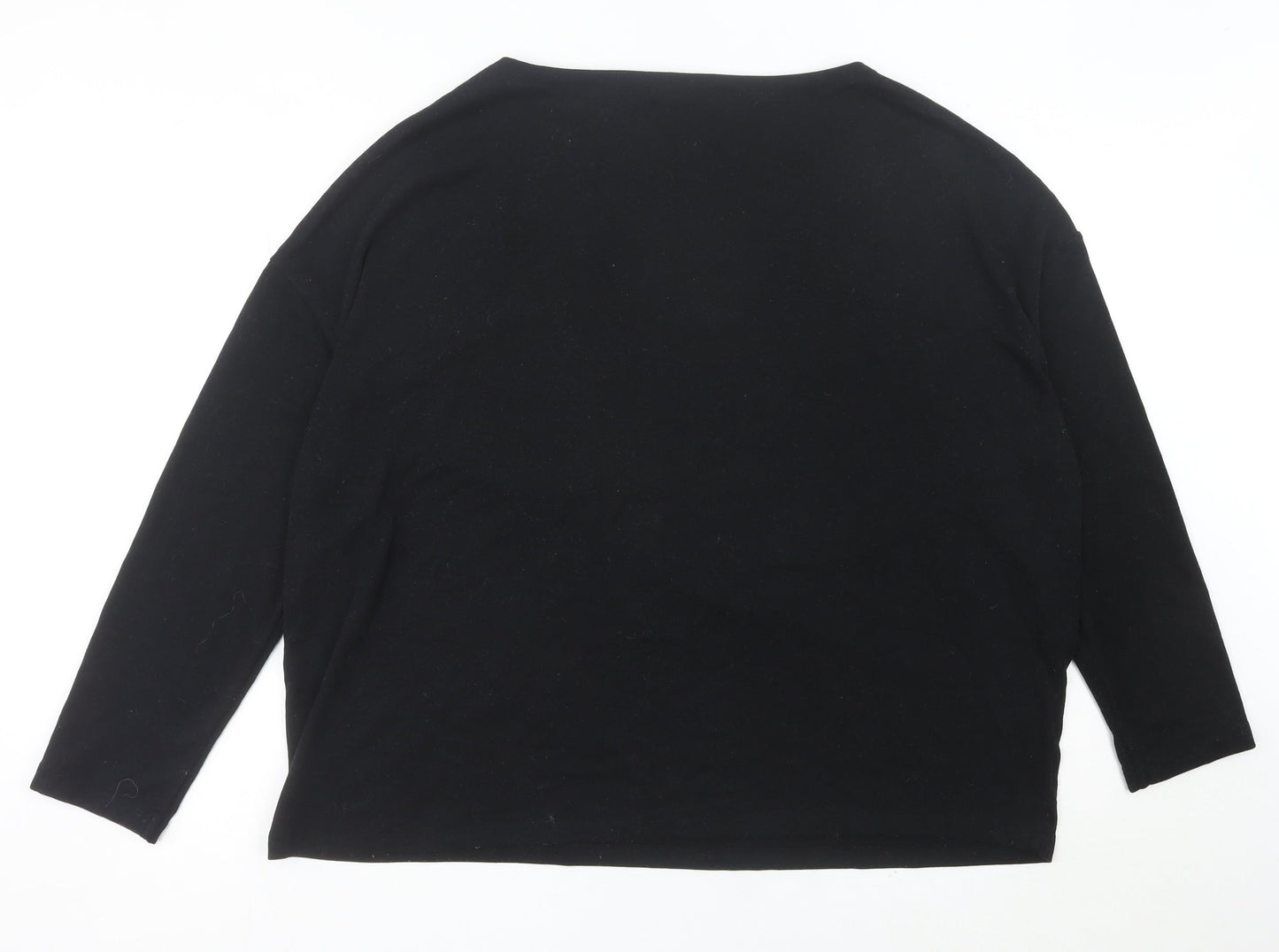 AllSaints Womens Black Medium Boat Neck 3/4 Sleeve Jersey Top
