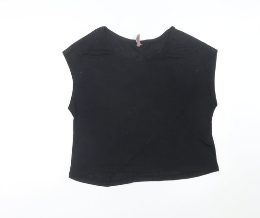 Sweaty Betty Womens Black Cropped Sleeveless Jersey T-Shirt Size M