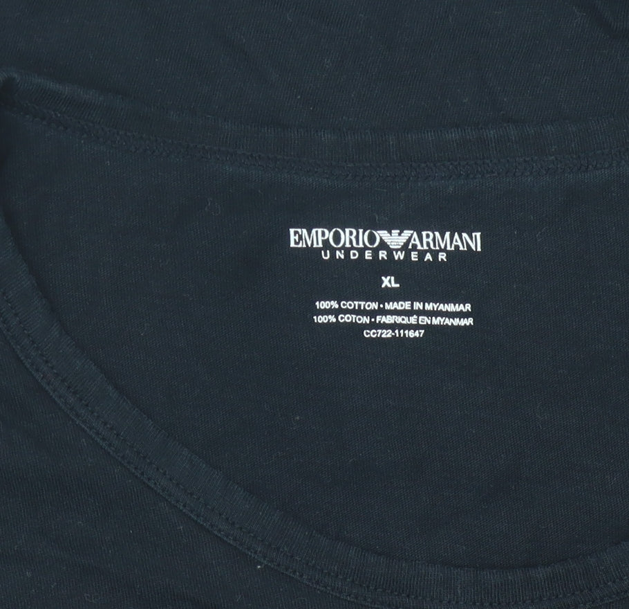 Emporio Armani Men’s Black XL Crew Neck Cotton T-Shirt