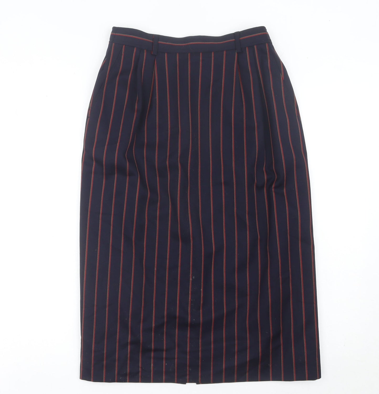 Austin Reed Women’s Blue Striped Wool Pencil Midi Skirt Size 12