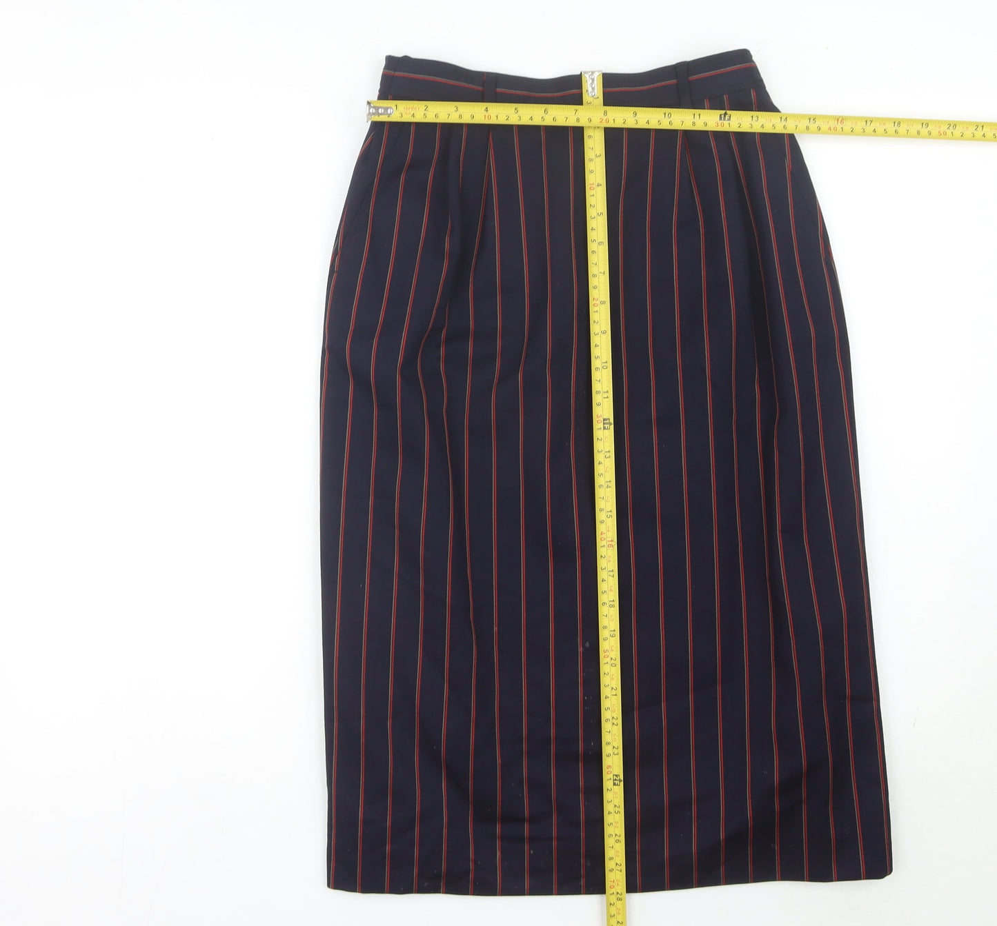 Austin Reed Women’s Blue Striped Wool Pencil Midi Skirt Size 12