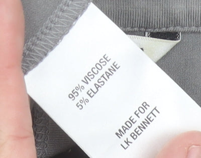 L.K. Bennett Womens Grey Scoop Neck Beaded 3/4 Sleeve Top Size M