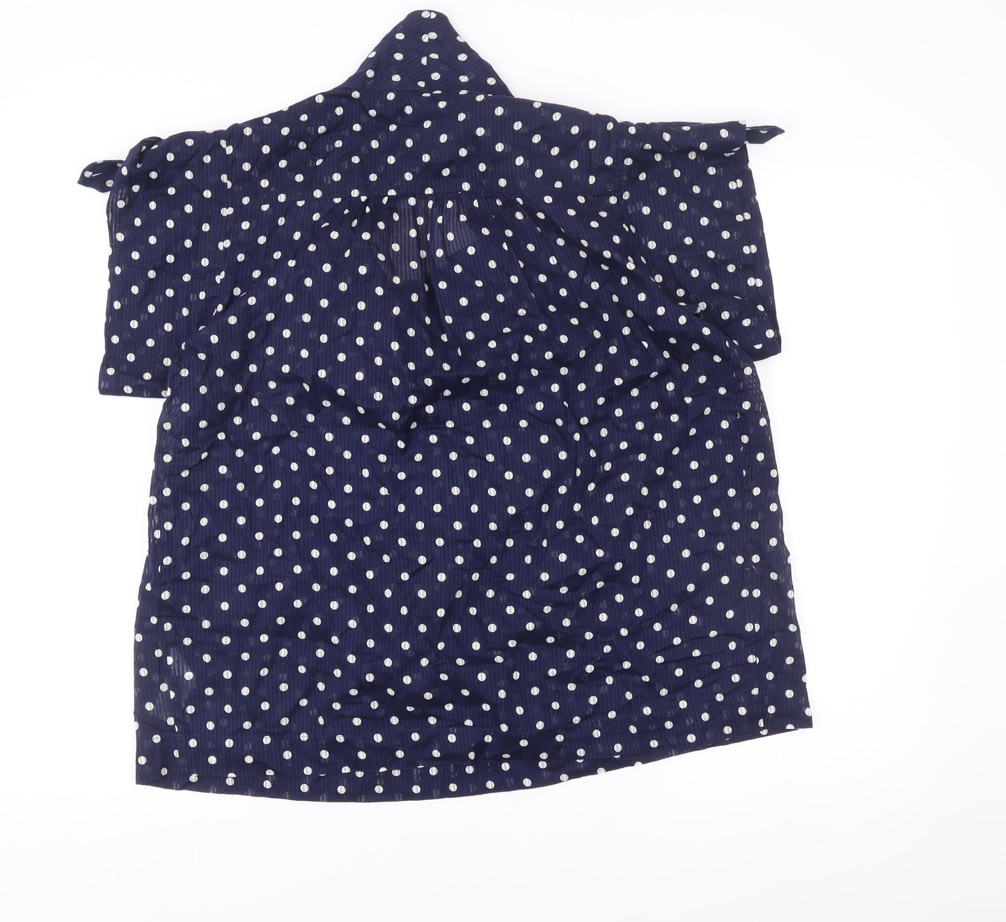 French Connection Women's Blue Polka Dot Cotton Blouse Size 10