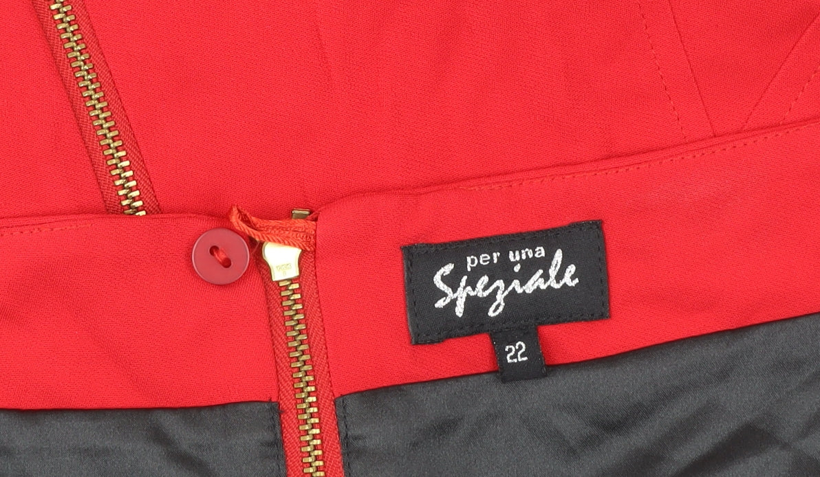 Marks and Spencer Per Una Red Pencil Skirt Women Size 22 Knee Length