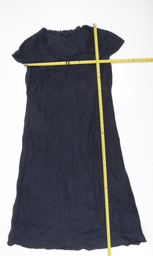 Boden Women’s Blue Linen Shift Dress Size 20 Knee Length Short Sleeve