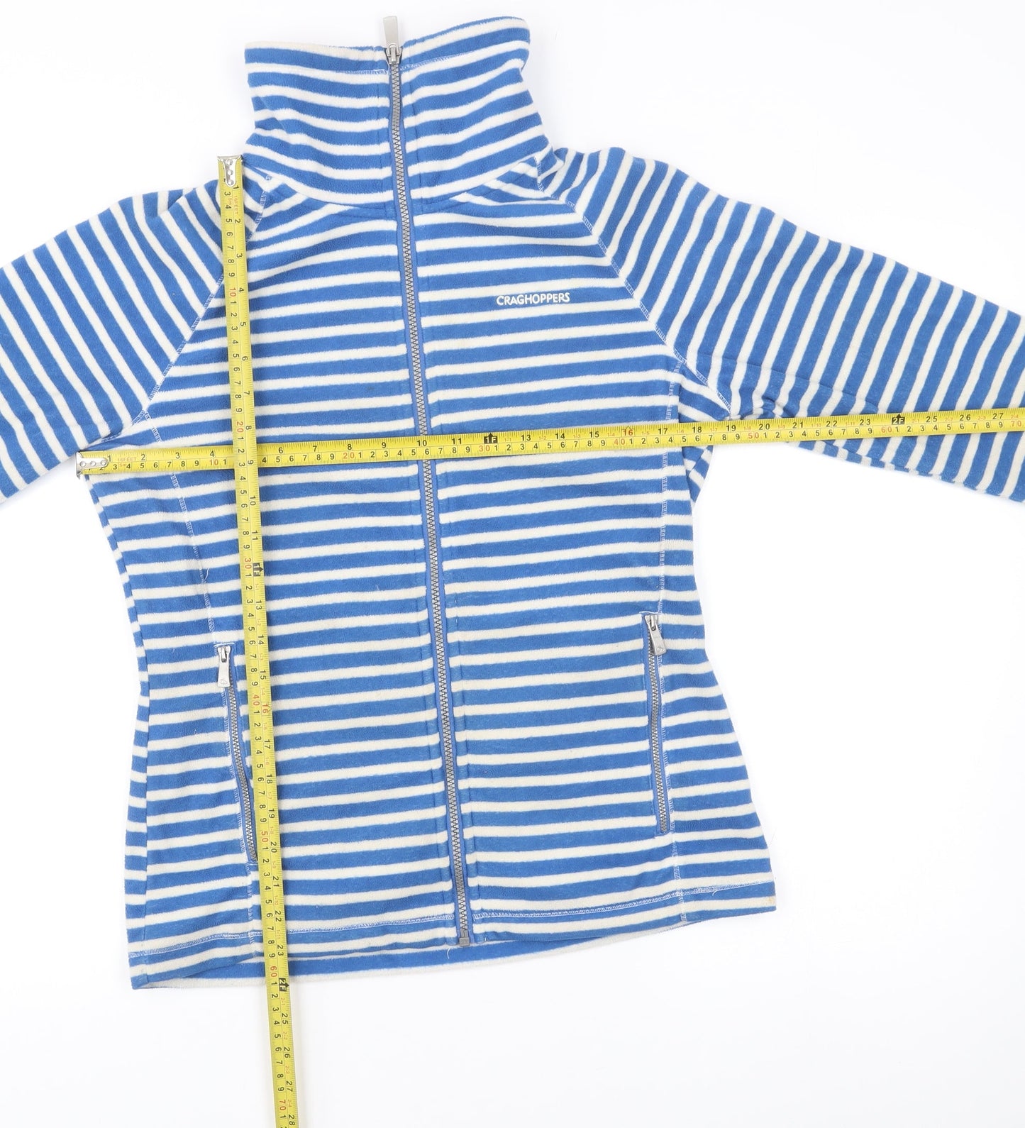 Craghoppers Women’s Blue Striped Fleece Jacket UK 10 Full Zip
