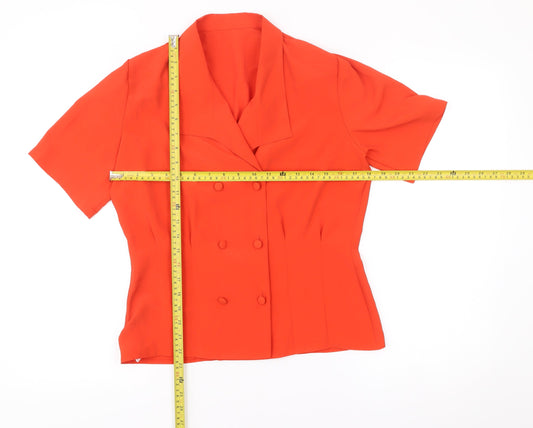 Marks and Spencer Women’s Orange Blouse Size 10 Short Sleeve Collared