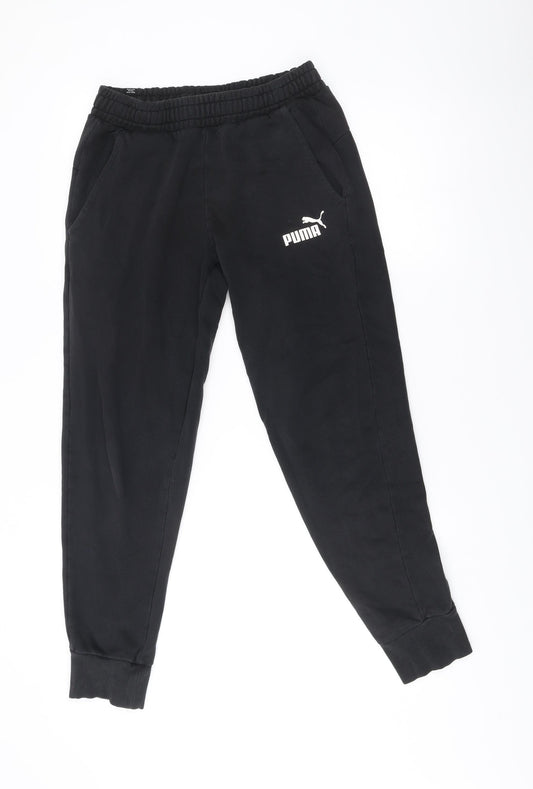 Additional front view of Puma Men’s Black Jogger Trousers S Regular Fit Fleece Activewear