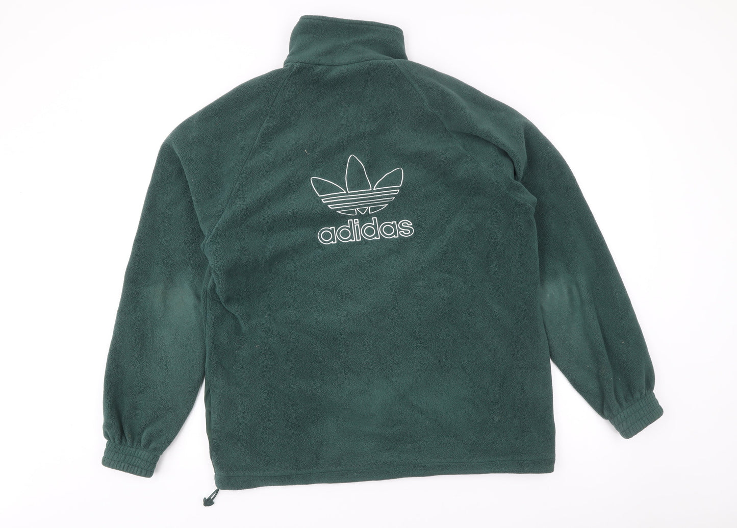 Adidas Men’s Green Fleece Sweatshirt M 1/2 Zip High Neck Logo