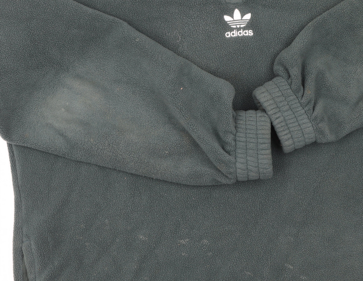 Adidas Men’s Green Fleece Sweatshirt M 1/2 Zip High Neck Logo