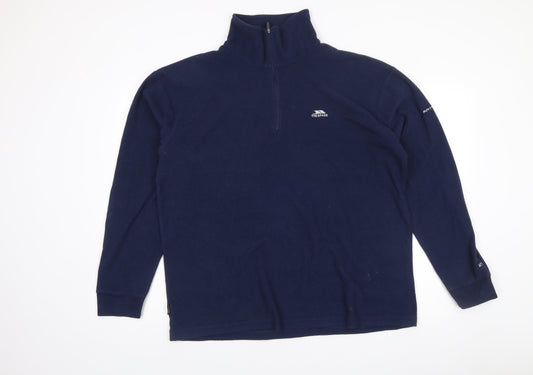 Trespass Mens Blue Fleece Sweatshirt L Pullover 1/2 Zip High Neck