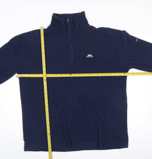 Trespass Mens Blue Fleece Sweatshirt L Pullover 1/2 Zip High Neck