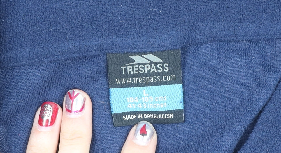 Trespass Mens Blue Fleece Sweatshirt L Pullover 1/2 Zip High Neck