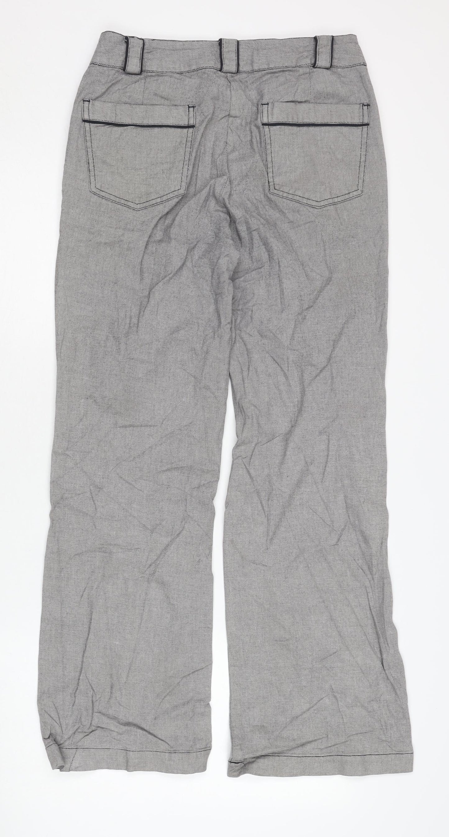 Boden Women’s Grey Wide Leg Cotton Blend Casual Trousers Size 10