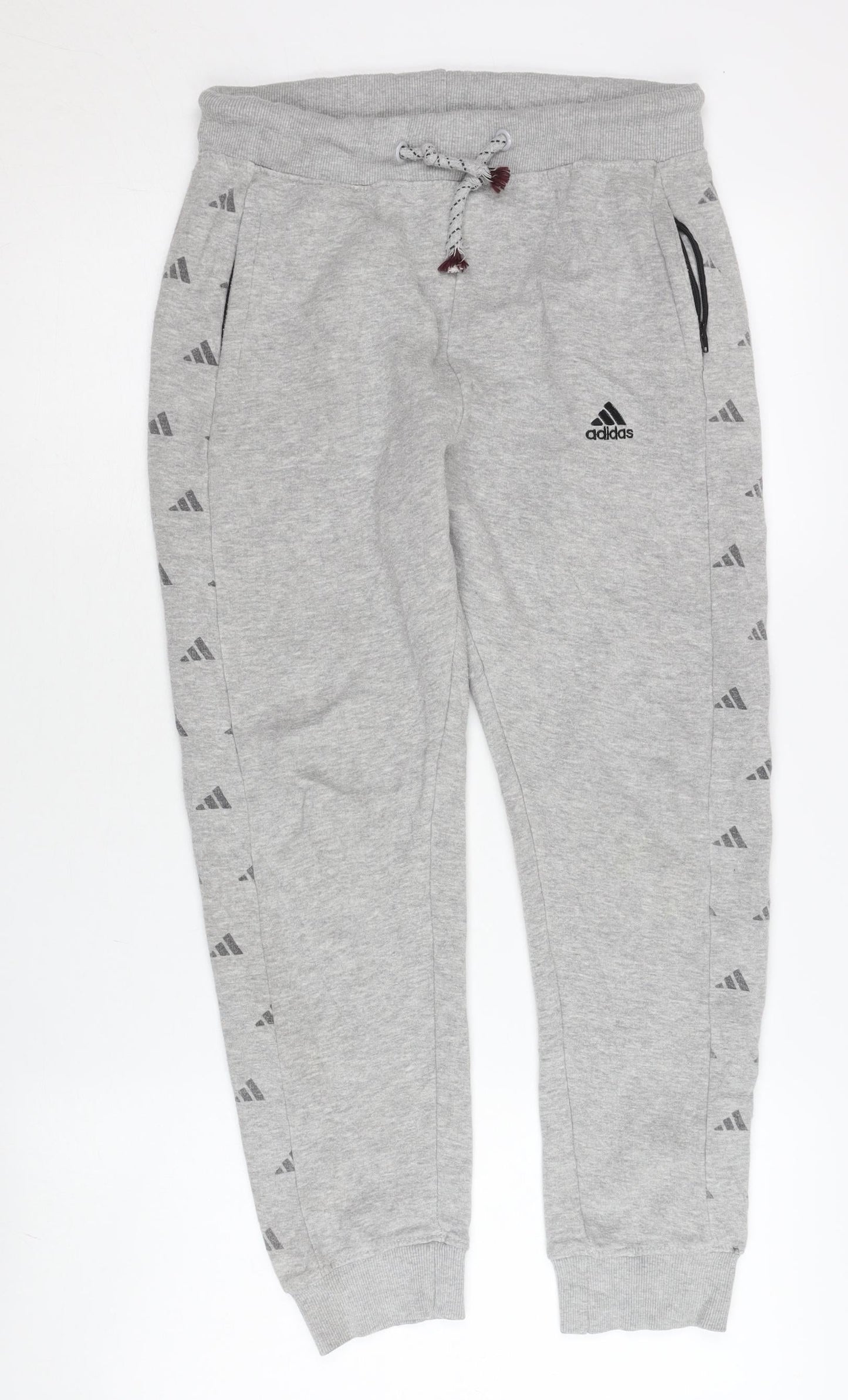 Adidas Boys Grey Jogger Sweatpants 11-12 Years Activewear Cotton Blend