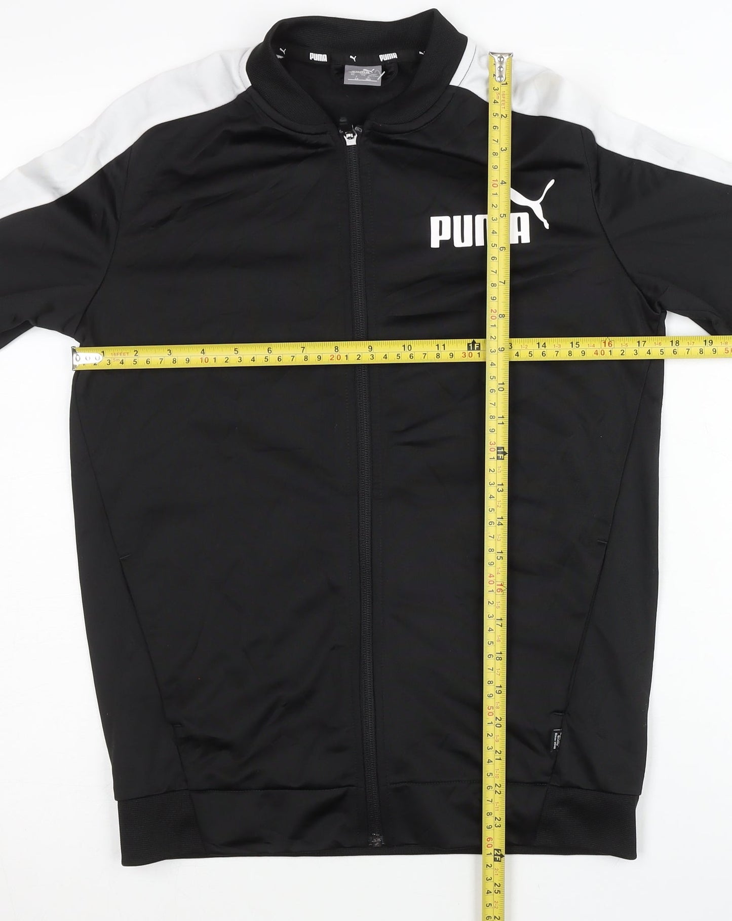 Puma Boys Black Track Jacket 13-14 Years Full Zip Lightweight Activewear