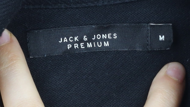 Jack & Jones Men’s Black Twill Button Jacket Size M Regular Fit