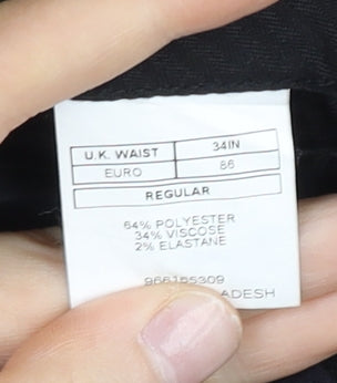 Moss Esq. Men's Black Regular Fit Dress Trousers Size 34W