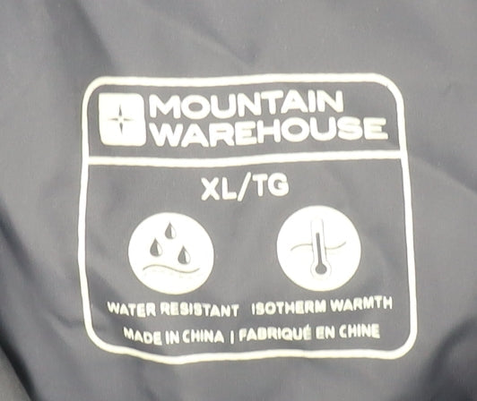 Mountain Warehouse Men’s Black XL Puffer Jacket Hooded Water Resistant