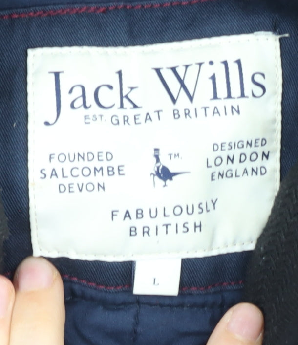 Jack Wills Mens Black Bomber Jacket L Cotton Blend Casual