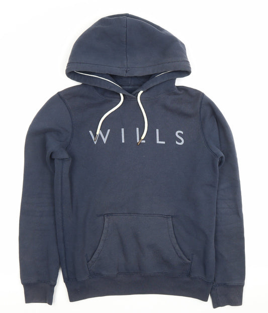 Jack Wills Womens Navy Hoodie UK 10 Pullover Logo Sweatshirt