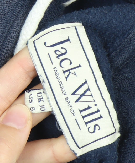 Jack Wills Womens Navy Hoodie UK 10 Pullover Logo Sweatshirt