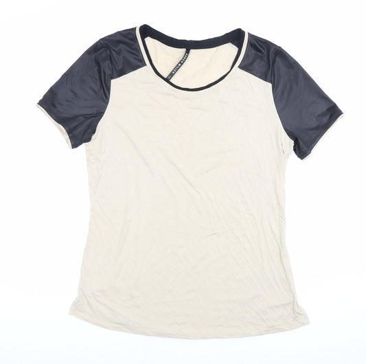 Karen Millen Women’s Beige Black Raglan Short Sleeve T-Shirt Size 12