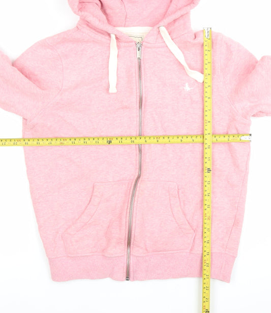 Jack Wills Womens Pink Full Zip Hoodie Size M Cotton Blend