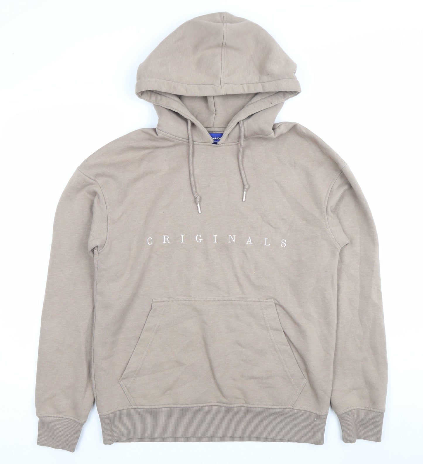 Jack & Jones Mens Beige Pullover Hoodie Size M Originals Logo