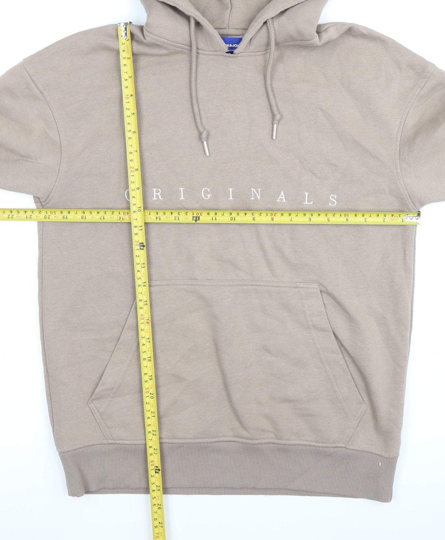Jack & Jones Mens Beige Pullover Hoodie Size M Originals Logo