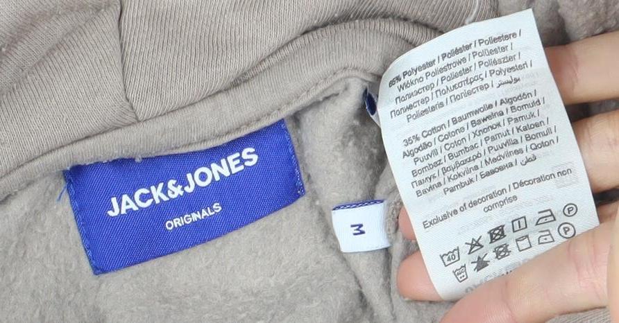 Jack & Jones Mens Beige Pullover Hoodie Size M Originals Logo