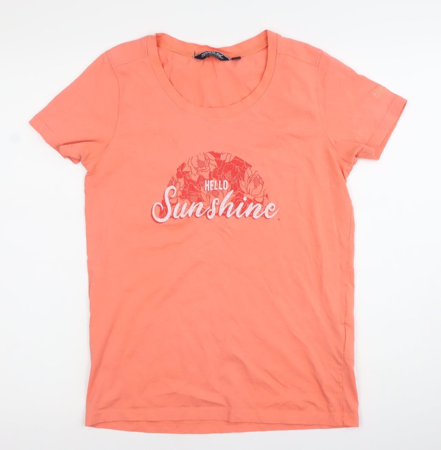 Regatta Womens Orange Cotton T-Shirt UK 12 Scoop Neck Casual