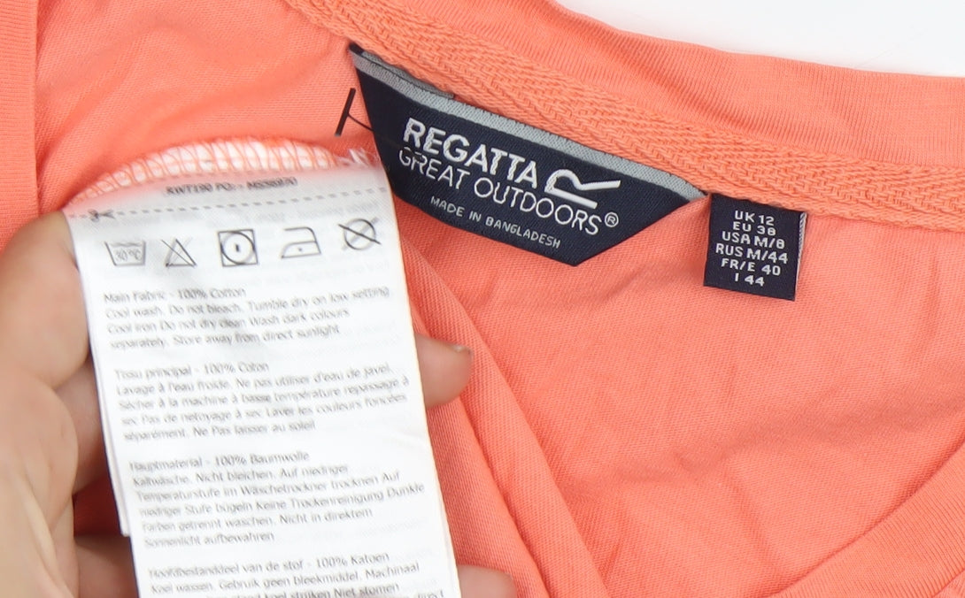 Regatta Womens Orange Cotton T-Shirt UK 12 Scoop Neck Casual